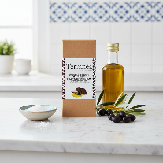 Dunkle Schokolade mit Nativem Olivenöl Extra und Fleur de Sel