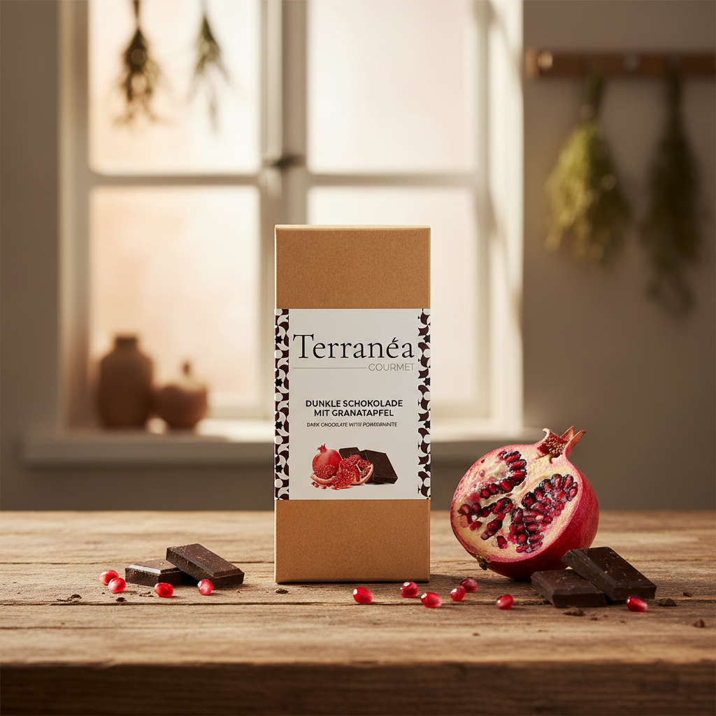 Dunkle Schokolade mit Granatapfel